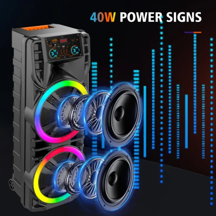Boxă Bluetooth Wireless ZQS12203, 80W Putere Reală, Autonomie Mare, + MICROFON fără fir CADOU