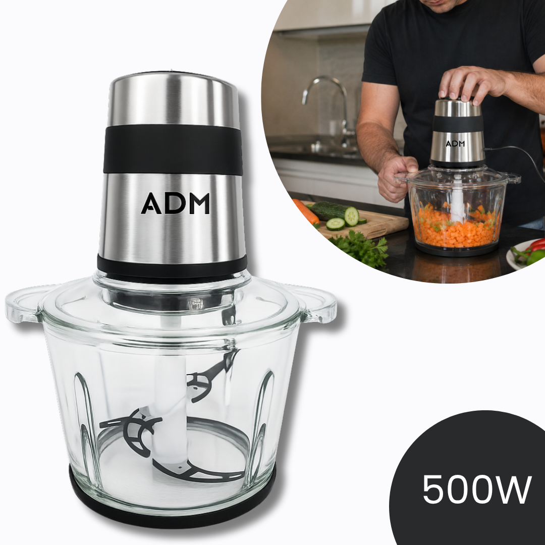 Tocător Electric de Bucătărie ADM, 500W, Bol 3L din Sticlă, 4 Lame Inox și 2 Viteze