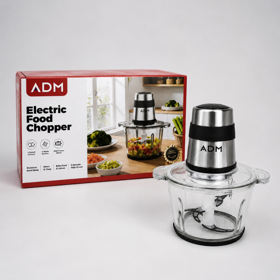 Tocător Electric de Bucătărie ADM, 500W, Bol 3L din Sticlă, 4 Lame Inox și 2 Viteze