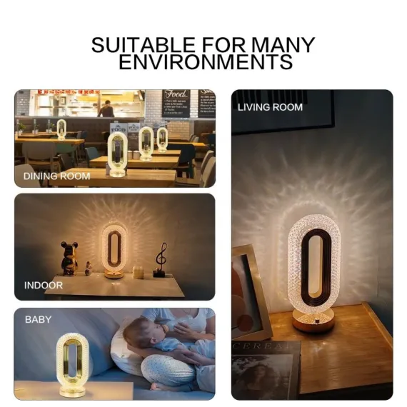 Lampa LED Decorativă din Cristal Acrilic, 3 Culori, Control Tactil, Reîncărcabilă USB – Model DIAMOND