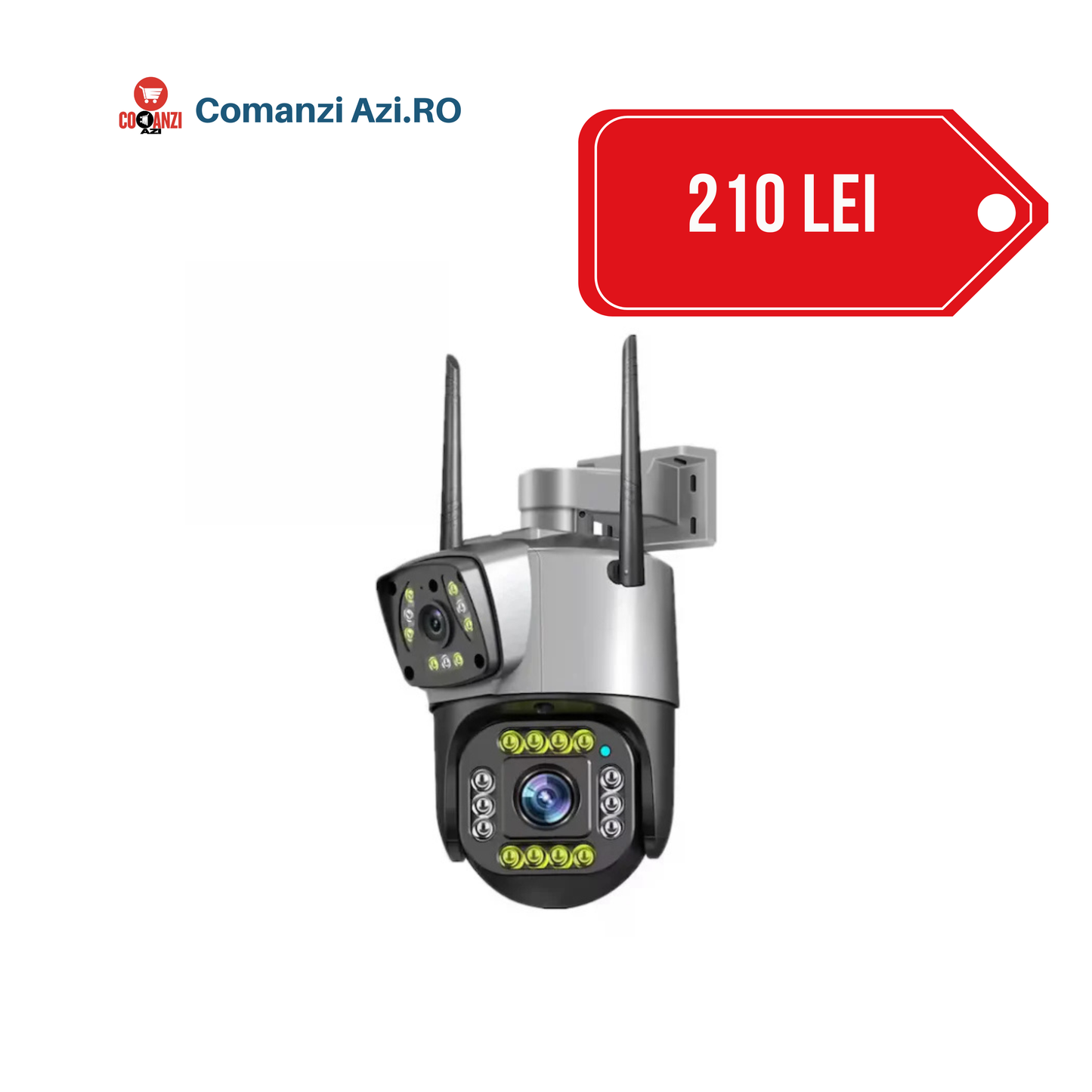 Cameră de Supraveghere 4G Dual-Lens 360°, cu Comunicare Bidirecțională – Gri/Negru