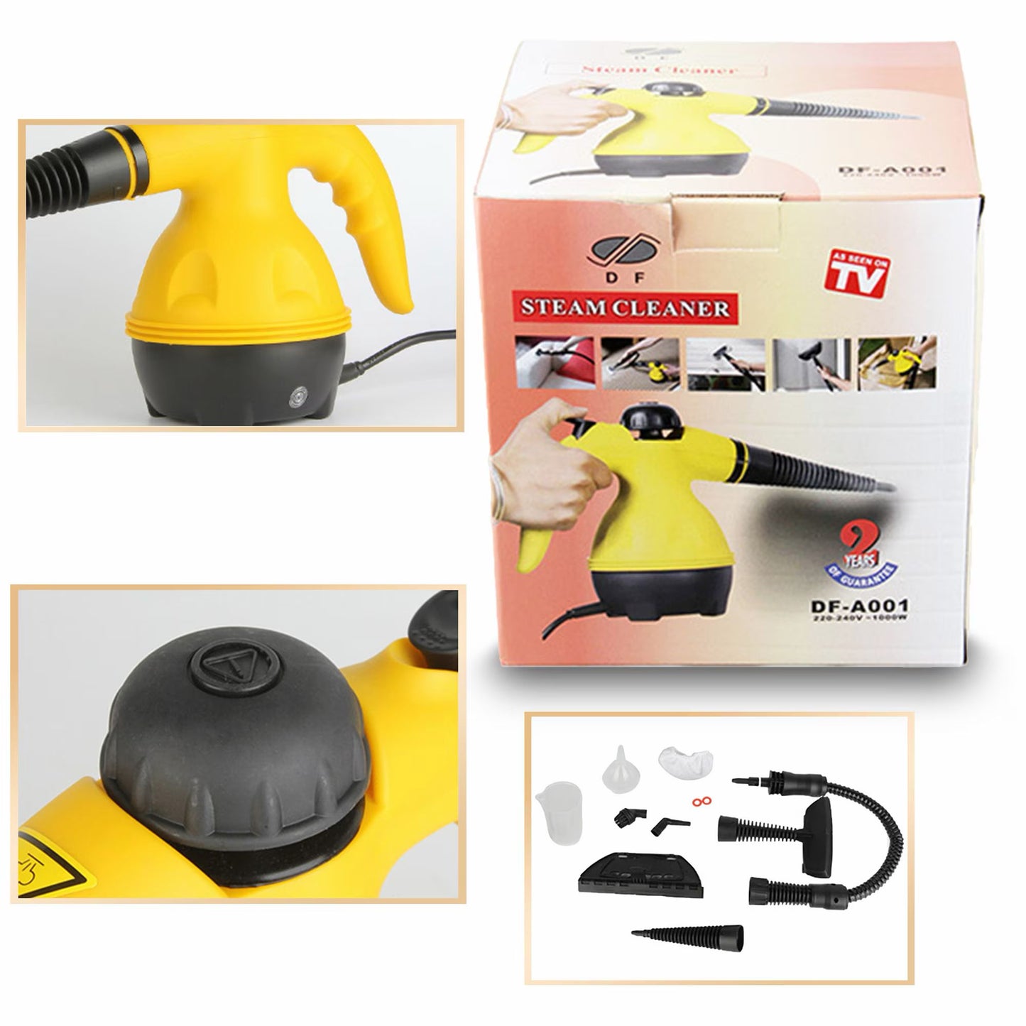 Aparat de curatare cu abur, 1000 W, Galben/Negru