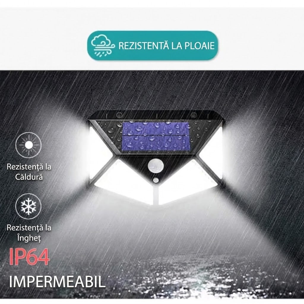 Set Lămpi Solare 100 LED cu Senzor de Mișcare – 3 Moduri, Rezistente la Apă IP65