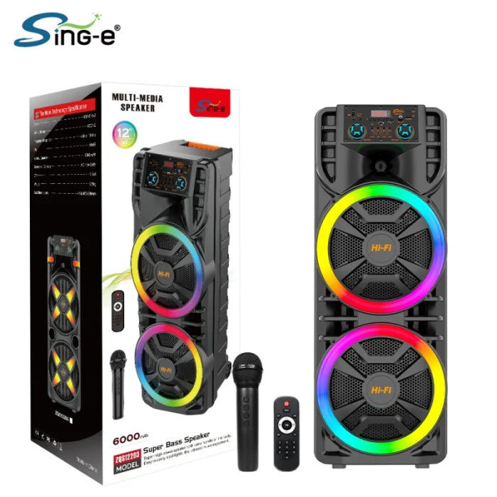 Boxă Bluetooth Wireless ZQS12203, 80W Putere Reală, Autonomie Mare, + MICROFON fără fir CADOU