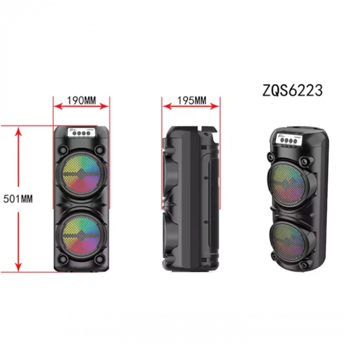 Boxa Portabila ZQS6223 120W Subwoofer 6 inch cu Microfon