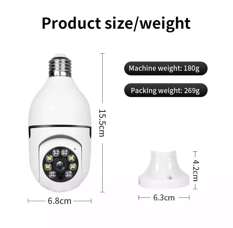 Cameră IP Wi-Fi cu Iluminare Smart E27, 1080p, 360°, Audio Bidirecțional