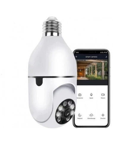 Cameră IP Wi-Fi cu Iluminare Smart E27, 1080p, 360°, Audio Bidirecțional