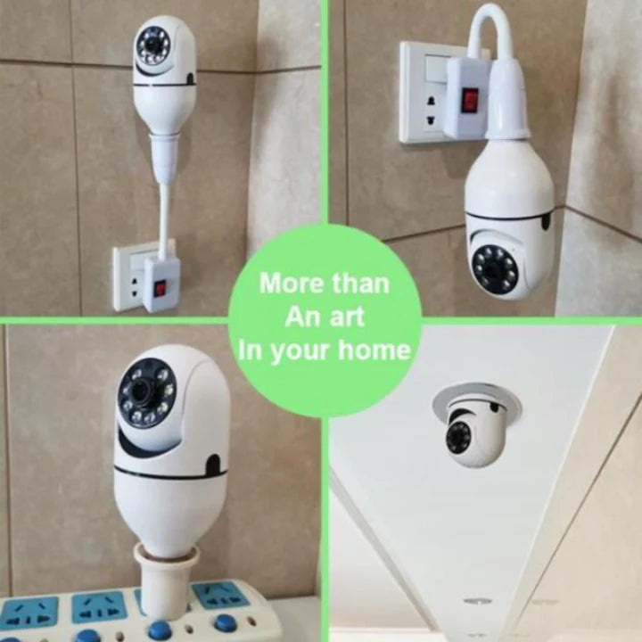 Cameră IP Wi-Fi cu Iluminare Smart E27, 1080p, 360°, Audio Bidirecțional