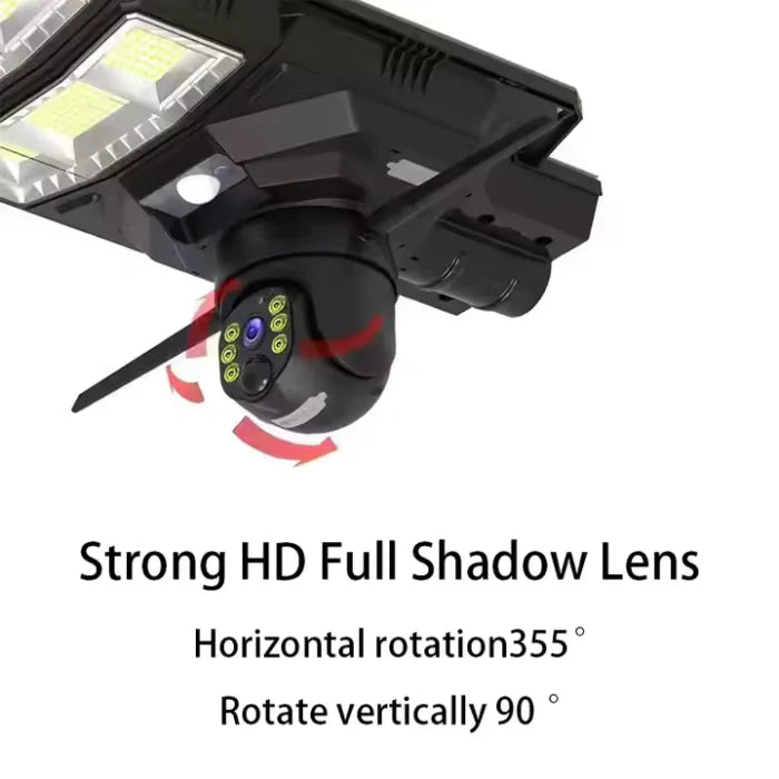 Lampă Solară 450W cu Cameră de Supraveghere 4G Integrată, IP65, Control din Aplicație