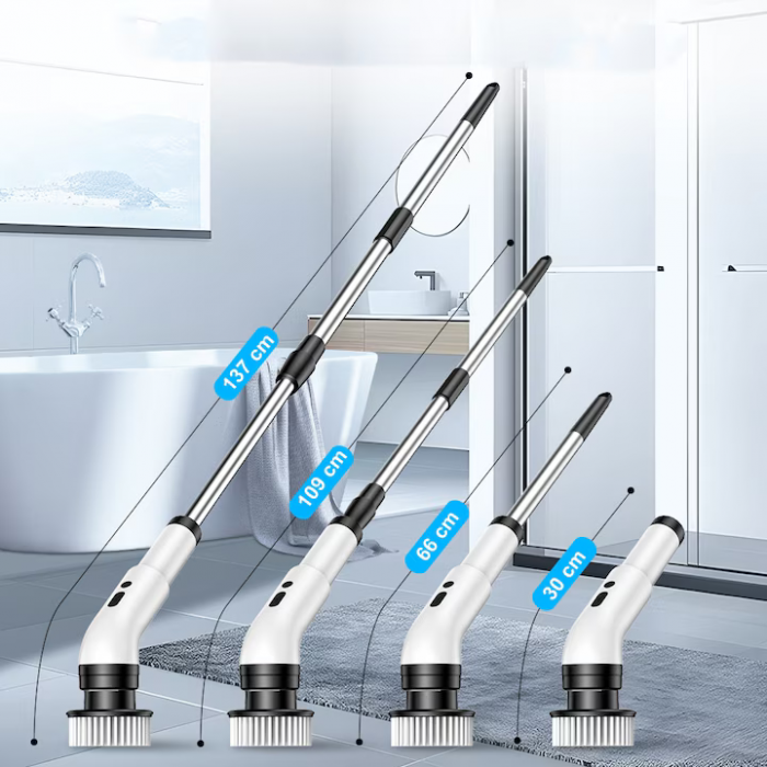 Perie Electrică Rotativă Multifuncțională cu 9 Capete, 2 Viteze și Mâner Extensibil